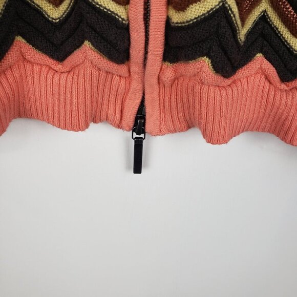 Missoni Target Hooded Sweater Full Zip Longline Peach Brown Chevron Girls XL - Picture 5 of 8